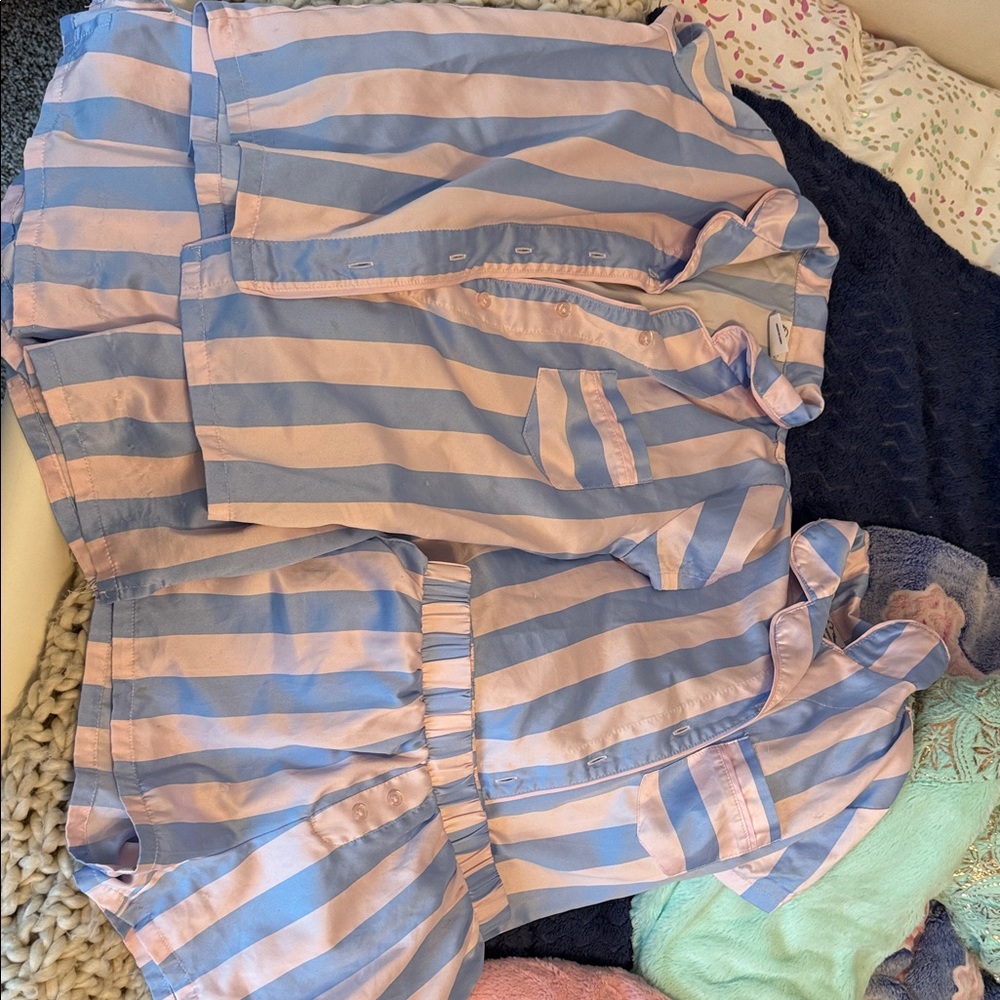 Striped Pastel Pajama Set - Pink & Light Blue bundle